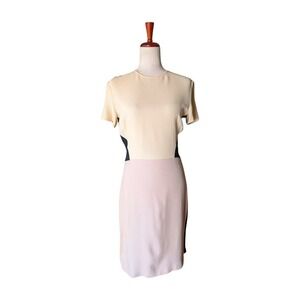 Stella McCartney Colorblock Sheath Dress Pink Cream Black Sz 42 Made in Hungary